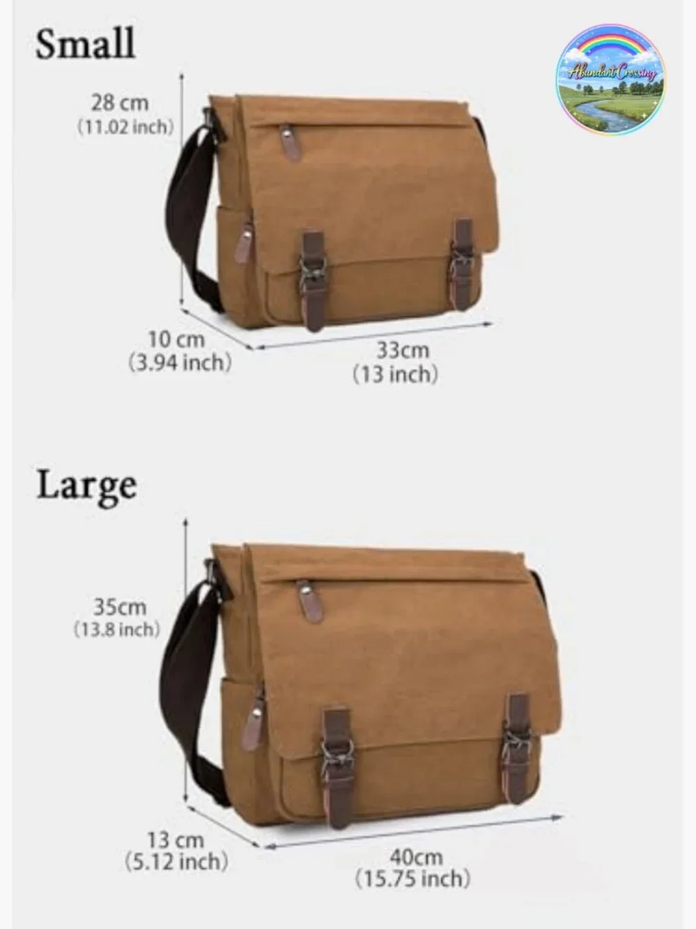 Canvas Vintage Messenger Bag Shoulder Bag Large Travel Crossbody 15inch Laptop